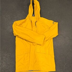 Helly Hansen Yellow Hooded Rain Jacket Size Small Waterproof Shell